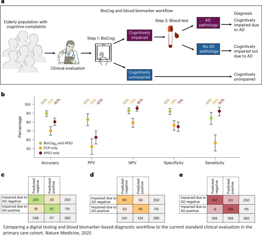 Primary care detection of Alzheimer’s disease using a self-administered digital cognitive test and blood biomarkers